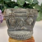 1950s Treasure Chest Cast Metal Coin Money Bank Pirate Skull Cross Bones Patina