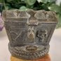 1950s Treasure Chest Cast Metal Coin Money Bank Pirate Skull Cross Bones Patina