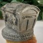 1950s Treasure Chest Cast Metal Coin Money Bank Pirate Skull Cross Bones Patina