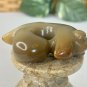 Chinese Jade Pig Dragon Netsuke Carved Pendant Toggle Amulet Zhulong Carving 1.8
