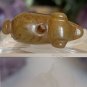 Hand Carved Jade Chinese Zodiac Pig Drilled Animal Bead Stone Figurine 20th C.