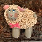 VTG Salt Dough Christmas Ornament Handmade Sheep Animal XMAS EASTER 1970s 2.25"