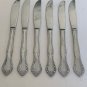 6 ESTIA CASCADE Stainless Dinner Knives Glossy Floral Rose Pattern Vintage 8.5in