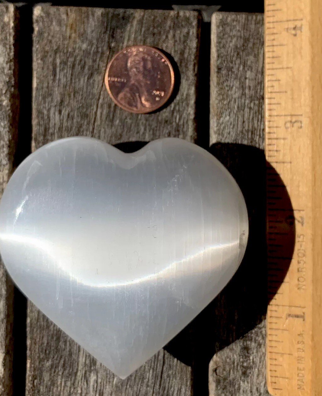 White Selenite Puffy Heart Polished Crystal Healing Chakra Stone Reiki Love 2.5"