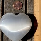 White Selenite Puffy Heart Polished Crystal Healing Chakra Stone Reiki Love 2.5"