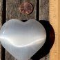 White Selenite Puffy Heart Polished Crystal Healing Chakra Stone Reiki Love 2.5"