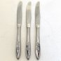 MY ROSE 3 Hollow Handle Dinner Knives Oneida Community Stainless Knife Set 8.5"