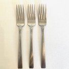 3 Oneida Dalton BROOKWOOD Stainless Burnished Dinner Forks Stainless Steel 7.25"