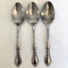 3 ESTIA CASCADE Stainless Glossy Dinner Spoons 7.5" Floral Silverware Flatware