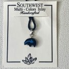 VTG Southwest Style Resin Mosaic Inlay Heart Line Fetish Bear Pendant Necklace
