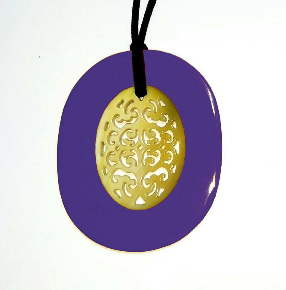 Buffalo horn pendant - Buffalo horn lacquer pendant - Pendentifs corne de buffle KAI-5725