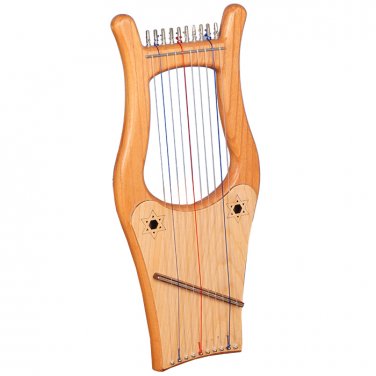 Muzikkon Mini Kinnor Harp, 10 Strings Red Ceader