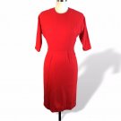 60s MCM Wiggle Red Dolman 3/4 Sleeve Dress Double Dart Small