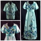 1960s Vtg Mr & Mrs Hilo Hattie Honeymoon Hawaiian Set Dress S Shirt L Aqua Blue