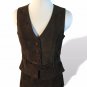 Vtg Brown Suede Buckle Button Vest Skirt Hippie Steampunk Boho 6