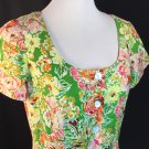 Coldwater Creek Spring Easter Brights Floral Dress Mother Of Pearl Cap Sleeve 10