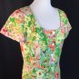 Coldwater Creek Spring Easter Brights Floral Dress Mother Of Pearl Cap Sleeve 10
