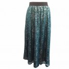 Lularoe Elegance Collection Boho Lucy Skirt Green Silver Lace Holiday Festive XL