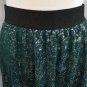 Lularoe Elegance Collection Boho Lucy Skirt Green Silver Lace Holiday Festive XL