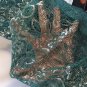 Lularoe Elegance Collection Boho Lucy Skirt Green Silver Lace Holiday Festive XL