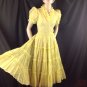 Vtg Yellow Rockabilly Square Dance Sheer Tiered Dress Circle Skirt Metal Zip S