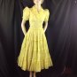 Vtg Yellow Rockabilly Square Dance Sheer Tiered Dress Circle Skirt Metal Zip S