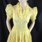 Vtg Yellow Rockabilly Square Dance Sheer Tiered Dress Circle Skirt Metal Zip S