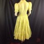 Vtg Yellow Rockabilly Square Dance Sheer Tiered Dress Circle Skirt Metal Zip S