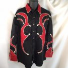 Panhandle Slim Red Black Snap Button Arrow Point Shirt Western Wear L