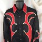 Panhandle Slim Red Black Snap Button Arrow Point Shirt Western Wear L