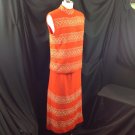 Vtg St John Knits Wiggle Groovy Hostess Sweater Dress Orange Gold Metallic M