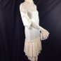 Vtg Mod Steampunk High Collar Dress Drop Waist Lace Juliet Sleeve Zip Fit Cuff M