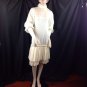 Vtg Mod Steampunk High Collar Dress Drop Waist Lace Juliet Sleeve Zip Fit Cuff M