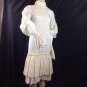 Vtg Mod Steampunk High Collar Dress Drop Waist Lace Juliet Sleeve Zip Fit Cuff M