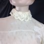 Vtg Mod Steampunk High Collar Dress Drop Waist Lace Juliet Sleeve Zip Fit Cuff M