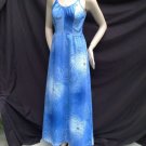 Vtg Blue Hawaiian Floral Maxi Dresss Kimos Polynesian Shop Hawaii Smocked S