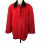 Anne Klein II Red Wool Coat Black Velvet Collar Lion Emblem Button Front USA L