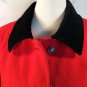 Anne Klein II Red Wool Coat Black Velvet Collar Lion Emblem Button Front USA L