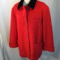 Anne Klein II Red Wool Coat Black Velvet Collar Lion Emblem Button Front USA L