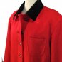 Anne Klein II Red Wool Coat Black Velvet Collar Lion Emblem Button Front USA L