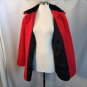 Anne Klein II Red Wool Coat Black Velvet Collar Lion Emblem Button Front USA L