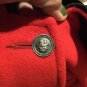 Anne Klein II Red Wool Coat Black Velvet Collar Lion Emblem Button Front USA L