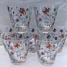 Vtg Culver Glassware 22K Gold Pink Blue Bird Butterfly Cocktail Rocks Tumbler