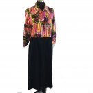 Vtg Op Art Groovy Rainbow Flower Power Velour Dress Mod Hostess Hippie XL Volup