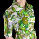 Vtg Bold Mod Hawaiian Spectator Green a Groovy Shirt Dress with Tie Belt