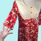 Vtg Sears Hawaiian Fashions Maxi Dress Red Cotton Hippie Granny Chic Medium