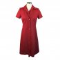 Vtg Red Polyester White Polka Dot Wide Collar Shirt Dress Button Front S