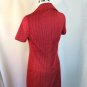 Vtg Red Polyester White Polka Dot Wide Collar Shirt Dress Button Front S