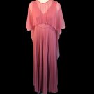 Vtg 70s Montgomery Ward Sheer Overlay Cape Maxi Dress M/L
