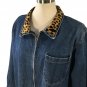 Vtg Totally 80s Denim Jacket Leopard Collar Pockets Glam Rock Oversized M/L